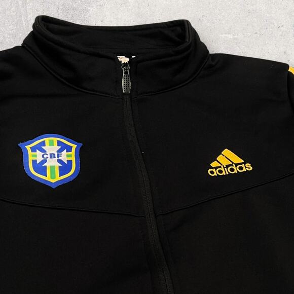 ★ Adidas x Brazil CBF Black & Gold Zip Up Sportswear Lightweight Track Jacket ★ - Picture 2 of 7